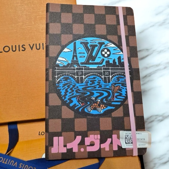 NWT Jane Notebook MM Limited Edition Damier Japanese + Stickers - Picture 1 of 12